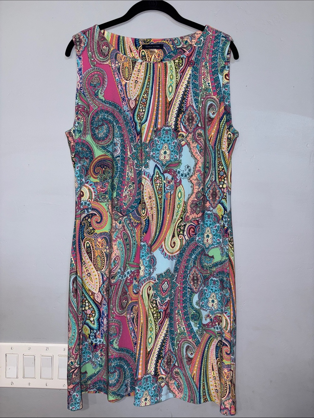 Tommy Hilfiger Size 14 Multicolor Paisley Sleeveless Shift Dress